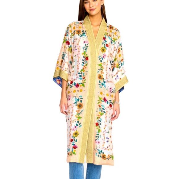 NEW Johnny Was Rivoray Nani Kimono Reversible Long Coat Silk Embroidered Size L - Picture 8 of 16